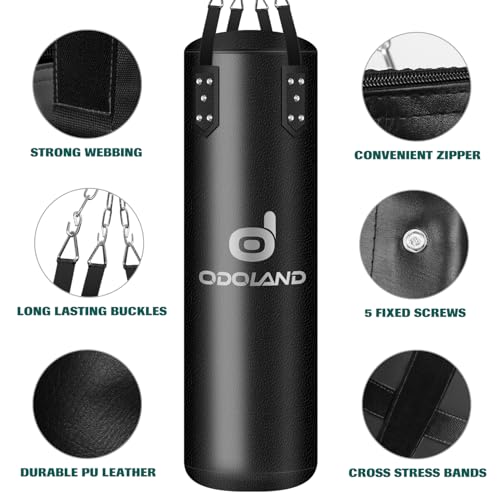 Odoland 6-in-1 Punching Bag Set for Adults - 4FT Heavy Boxing Bag with Gloves & Accessories