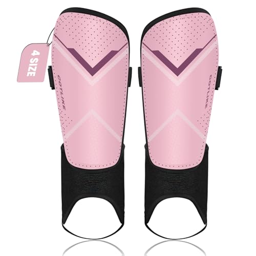 Pink Kids Soccer Shin Guards with Ankle Protection - Small, Youth & Toddler