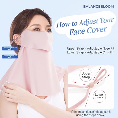 BALANCE BLOOM UPF 50+ Cooling Face Mask 2 Pack – Pink, Breathable Mouth Opening, Washable UV Protection