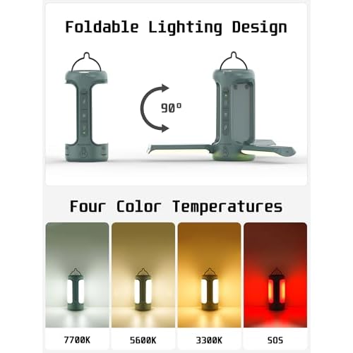 Foldable Camping Light Rechargeable Lantern, 10000mAh, Portable Flashlight, IP54 Waterproof, 1/4" Screw Adapter, 750LM, 5 Modes, LED Tent Light for Camping, Hiking, Fishing