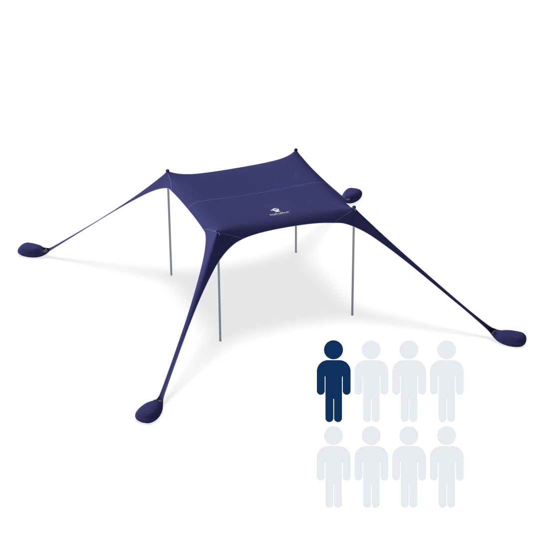 SUN NINJA Mini Beach Tent, UPF50+ Beach Shade Sun Shelter with Carry Bag, Partial Shade for 2 Adults, Family, Pets, Coolers & Valuable Items