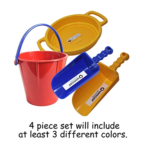 Kids Large Sand Toy Set with Pail, Sieve & Scoops - Heavy Duty Beach Toys for Ages 2.5+