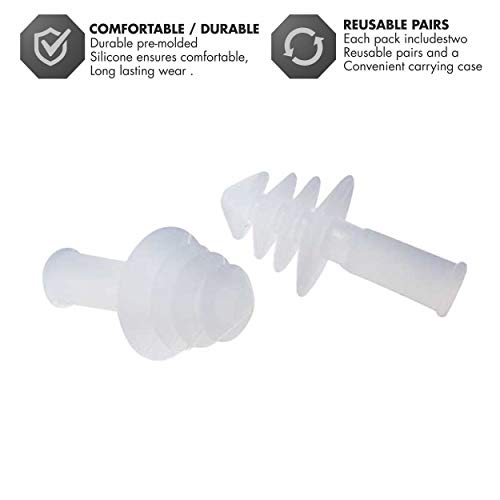 Ergo Flex Ear Plugs - 4 Pack (2 Pairs) - Clear