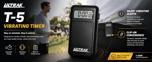 Ultrak T-5 Silent Vibrating Timer for Classroom & Exams, Count Up/Down