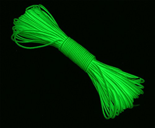 Sacoora 9 Strand 550 Luminous Glow-in-The-Dark Paracord 100FT Yellow for Camping
