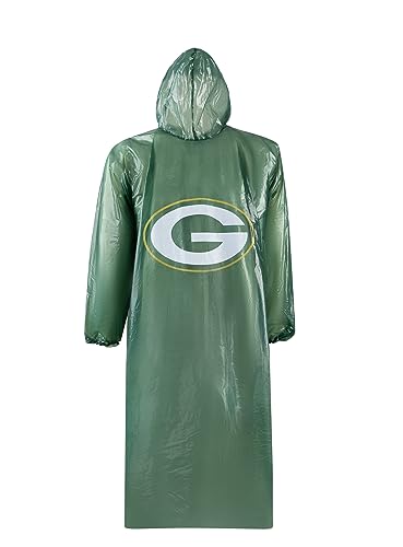 Green Bay Packers Waterproof Rain Poncho - Unisex with Elastic Sleeves