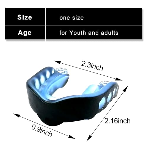 Football Mouth Guard - 2 Pack Youth & Adult Sports Mouthpieces with Strap