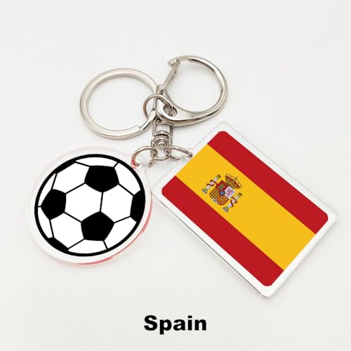 2026 World Cup Soccer Keychain - Spain Flag Souvenir - 2 Pack