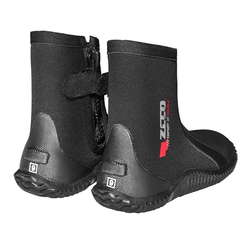 ZCCO 5mm Neoprene Diving Boots Grey Size 10 with Anti-Slip Rubber Sole