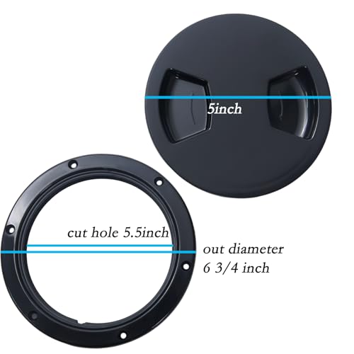 JZLiner Black 5 Inch Marine Inspection Port Hatch with Seal RV Kayak Cover