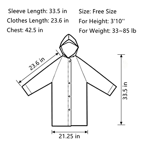 Kids Rain Poncho - Reusable EVA Raincoat with Hood, Pink+Purple