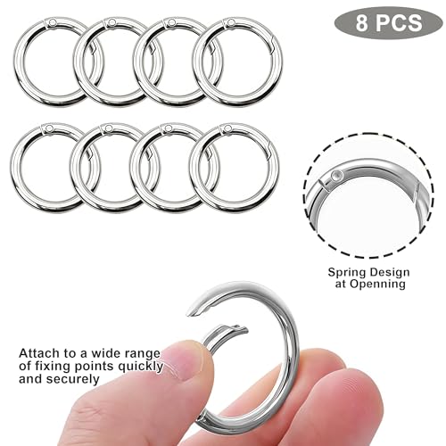 Keeshibao Silver 1 Inch (33mm) Spring O Rings for Keys, Bags & Accessories