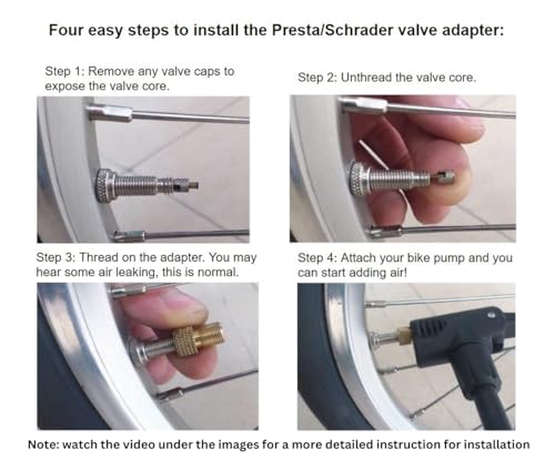 Presta to Schrader Valve Adapter Set - 5 Adapters + 10 Caps