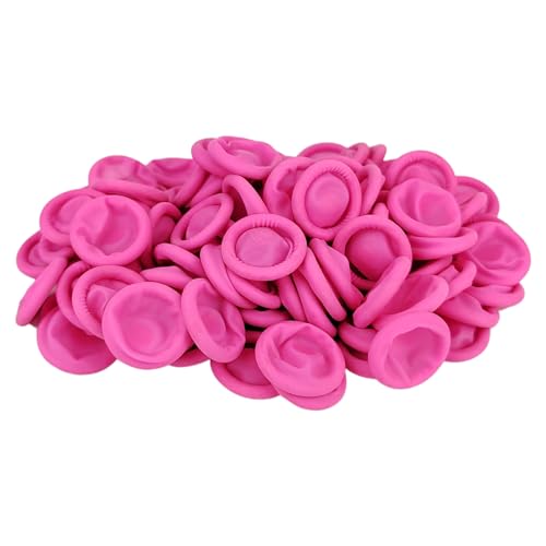 100 Pcs Disposable Latex Finger Protectors - Anti-Static Finger Cots - Pink, M