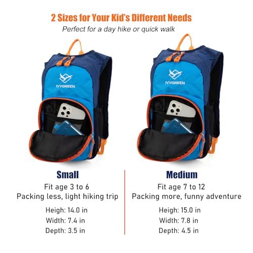 Kids Hydration Backpack - Lightweight Small Size with 1.5L Bladder - Blue