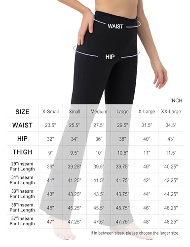 BUBBLELIME Women's High Waist Bootcut Yoga Pants 37-Inch Inseam Large Black - Tummy Control, Pockets