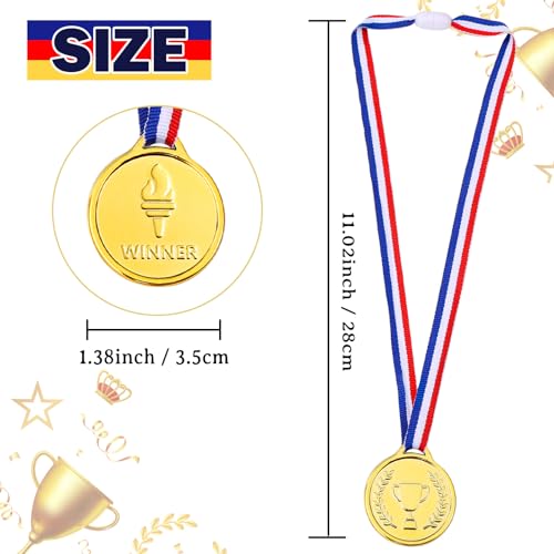 Gold Medals for Kids - 100PCS Lightweight Plastic Award Medals