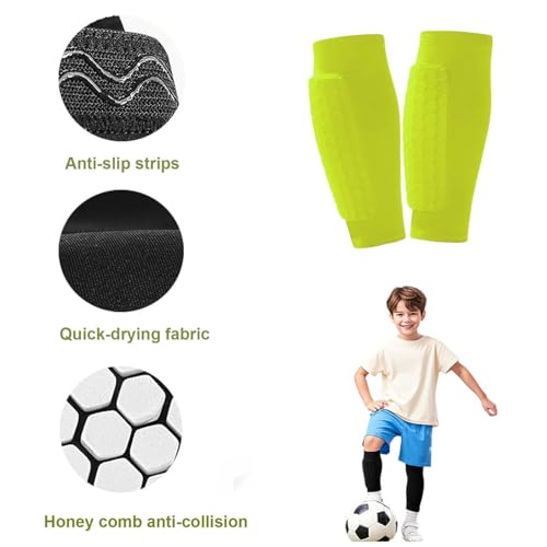 LAZGET Kids Soccer Shin Guards Socks with Honeycomb Gel Pads - Black S (Age 6-10)