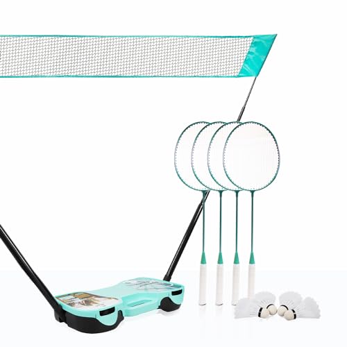 Portable Badminton Set with Net, 4 Rackets & 4 Shuttlecocks