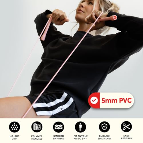 EliteSRS Pastel Pink 5mm PVC Adjustable Jump Rope for Fitness & Cardio