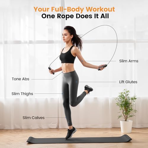 Adjustable Speed Jump Rope with Foam Handles - Black+Black