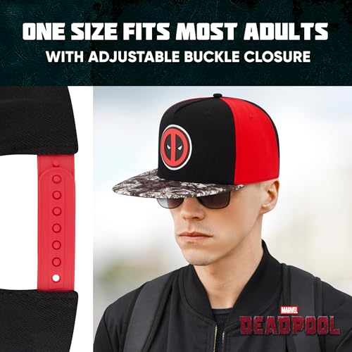 Marvel Deadpool Baseball Cap - Black Snapback Hat for Adults, Officially Licensed