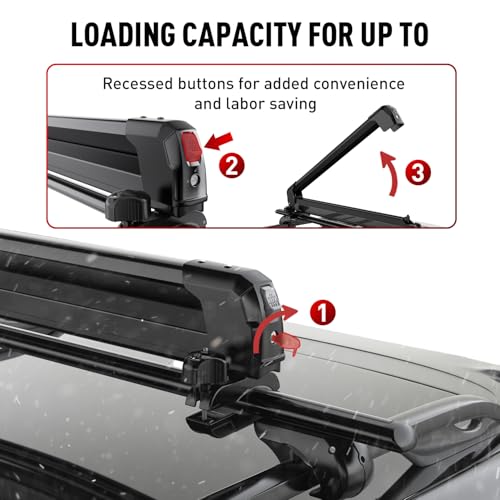 Ski & Snowboard Roof Rack for Car - 6 Pairs Skis / 4 Snowboards
