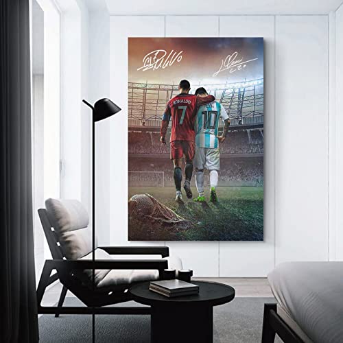 Messi Ronaldo Wall Art Canvas Print - 16x24 Inch