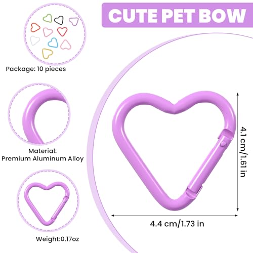 10 PCS Heart-Shaped Carabiner Clips - Colorful Keychain Accessories