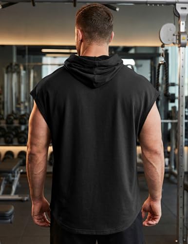 JMIERR Men's Black XX-Large Hooded Cotton Shirt with Drawstring - Casual Loose Fit Hoodie