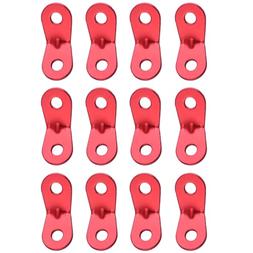 Guyline Cord Adjuster Tensioner - Aluminum Alloy, 2 Holes, Red (12 Pack)