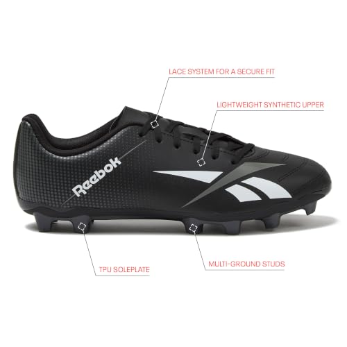 Reebok Strike MG Men's Soccer Cleats Black/Grey Size 12 - Firm Ground Turf Shoes