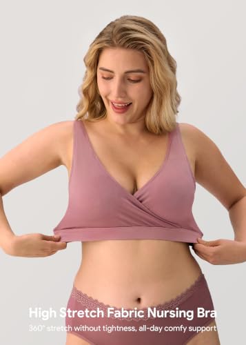 HBselect Maternity Nursing Sleep Bra Wireless Bralette - Large Black/Blue/Gray/Purple/Beige