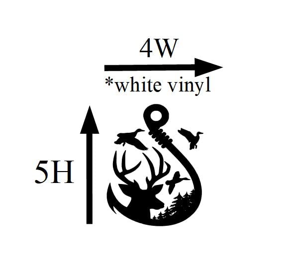 Fishing Deer Head Vinyl Decal - 5x4 White for Truck Windows