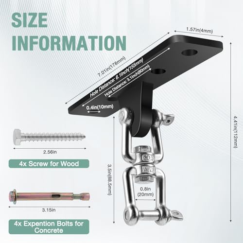 Heavy-Duty Heavy Bag Hangers Brackets with 4-Hole Base, 600lb Capacity