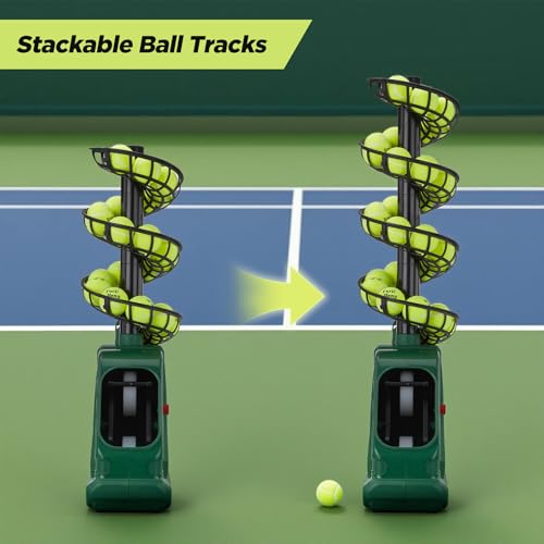 Portable Tennis Ball Machine - 5 Angles, 2 Power Levels, 30 MPH