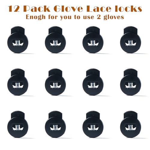 12 Pack Baseball Glove Lace Locks - Adjustable No Tie Elastic Locks