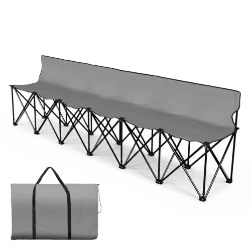 6-Seat Portable Soccer Bench with Backrest - Gray