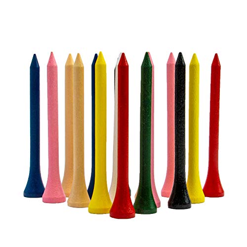 Natural Wood Golf Tees Pack - Mixed Color 3-1/4 Inch, 100 Count