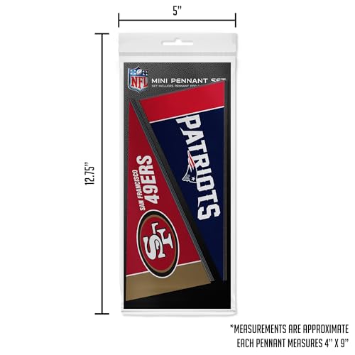 NFL Mini Pennant Set - 4" x 9" Felt Flags for All Teams