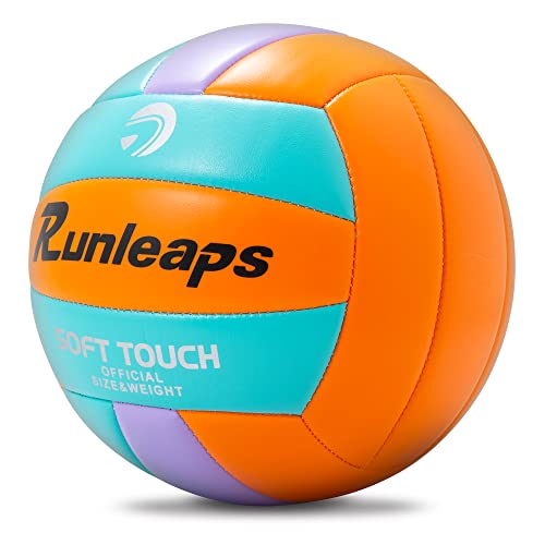 Beach Volleyball Official Size 5 PU Ball - Waterproof Indoor/Outdoor (Blue Orange) Runleaps