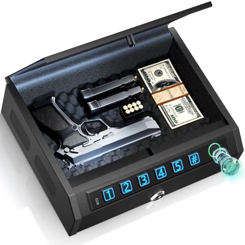 Biometric Gun Safe for 2-3 Handguns - Black Portable Lock Box