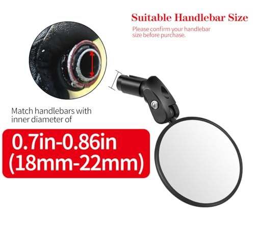 Handlebar Bike Mirrors, 2pcs Bicycle Rearview Mirror Set, Adjustable