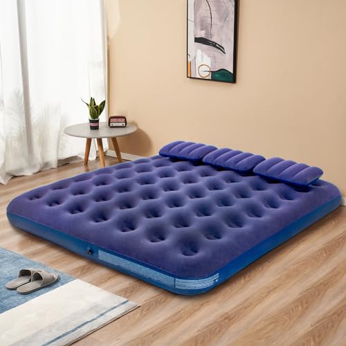 King Size Inflatable Air Mattress with Pump & Pillows | Camping & Home Use