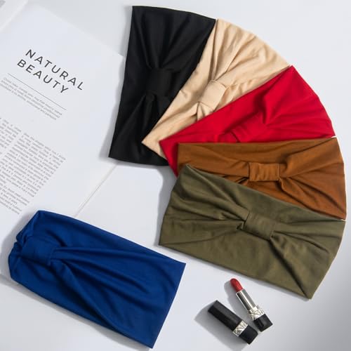 6 Pack Stretchy Wide Headbands for Women - Soft & Adjustable