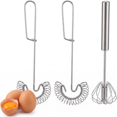 Stainless Steel Egg Whisk Set - 3 Pack Manual Mixer for Cooking