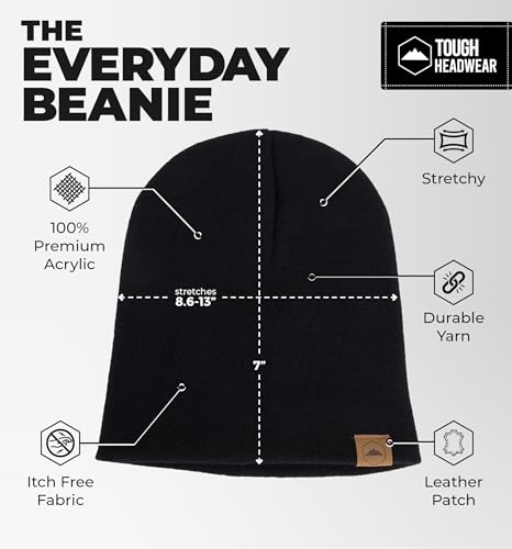 Knit Beanie Hat - Stretch Fit Winter Cap for Men & Women - One Size Black