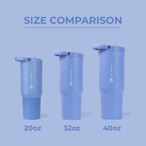 HydroJug Sport - 40oz Stainless Steel Tumbler with Straw | Vacuum Insulated, Leakproof, Ergonomic Design, Light Blue