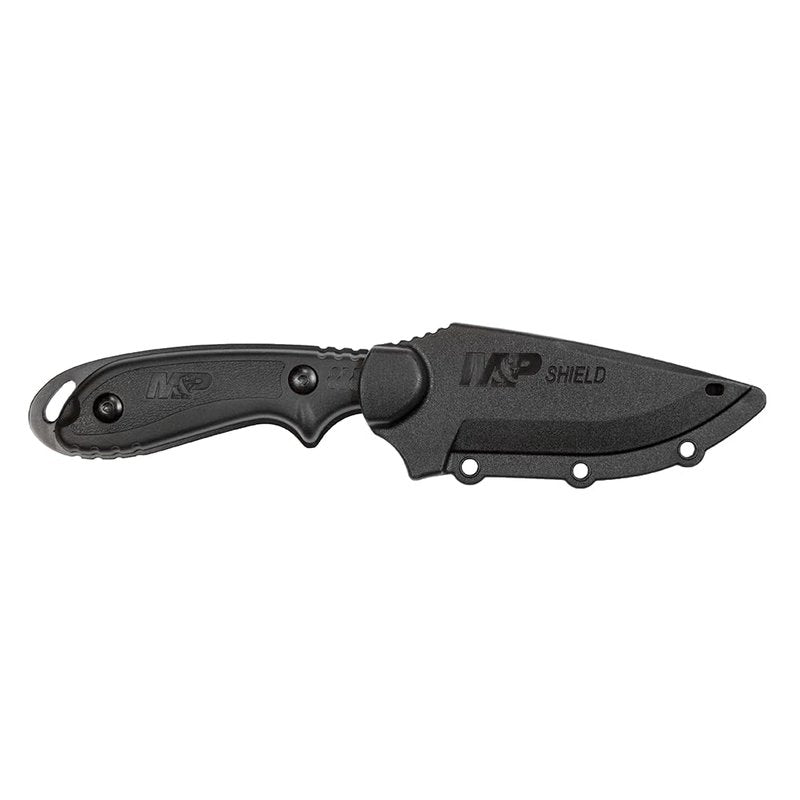 Smith & Wesson M&P Shield 7.5in S.S. Full Tang Fixed Blade Knife with 3in Clip Point Blade and Nylon Handle for Outdoor, Tactical, Survival and EDC,Black