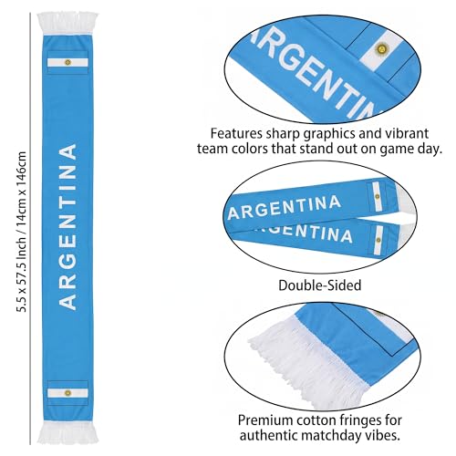2026 World Cup Soccer Fan Scarf - Argentina, Double-Sided Print